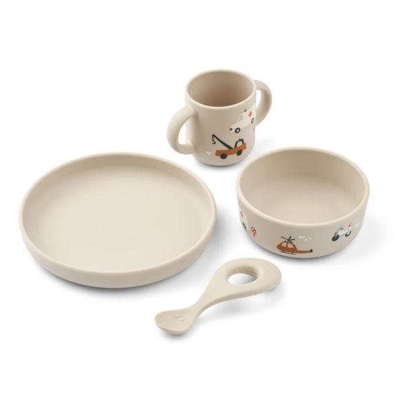 Набір LIEWOOD силіконового посуду Vivi з 4 предметів | Автомобіль екстреної допомоги/Сенді