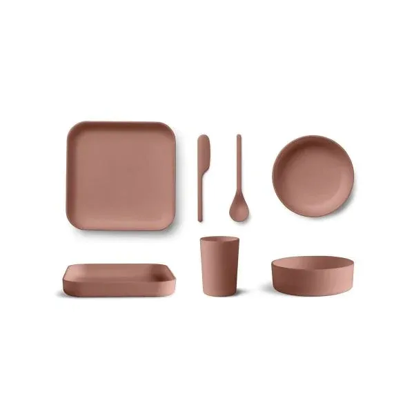 Дитячий набір посуду з бамбуку LIEWOOD Aiko Bamboo Dark Rose