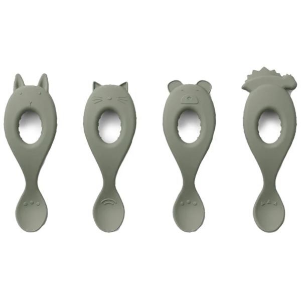Набір силіконових ложок Liewood Liva Silicone Spoon 4 Pack Faune Green