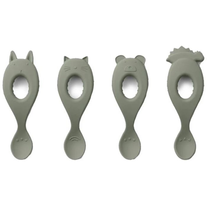 Набір силіконових ложок Liewood Liva Silicone Spoon 4 Pack Faune Green