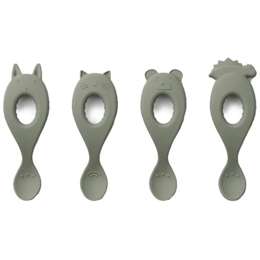 Набір дитячих ложок Liewood Liva Silicone Spoon 4 Pack Faune Green