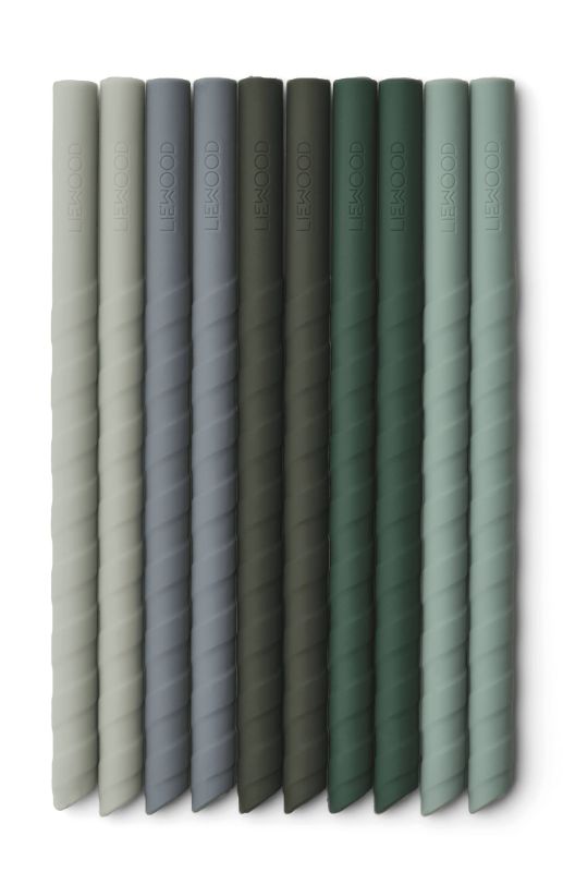 Багаторазові силіконові соломинки LIEWOOD Kids Silicone Straw Set 10 PACK Timoti – Green Multi Mix
