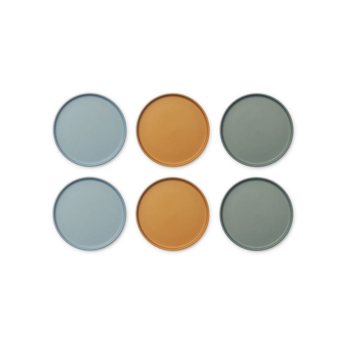 Набір бамбукових тарілок LIEWOOD Logam  Blue Multi Mix  6 шт