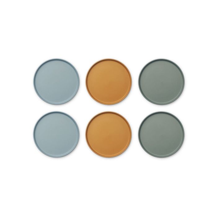 Набір бамбукових тарілок LIEWOOD Logam  Blue Multi Mix  6 шт